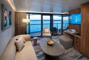 celebrity flora luxury cruises royal suite living room